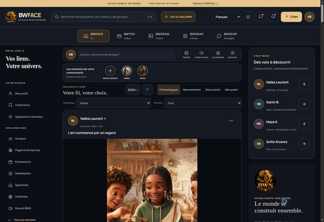 BWFACE — Aperçu des interfaces